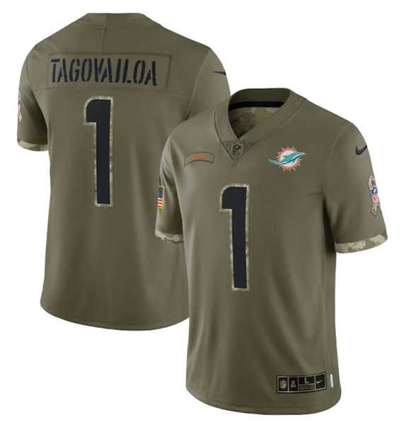 Men's Miami Dolphins #1 Tua Tagovailoa 2022 Olive Salute To Service Limited Stitched Jersey,We sell and wholesale Men's Miami Dolphins #1 Tua Tagovailoa 2022 Olive Salute To Service Limited Stitched Jersey on line form chian!